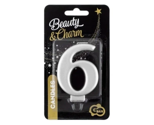 Świeczka B&C 6 metalik srebrna 8,0cm - Godan