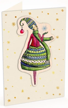 Karnet C6 naklejany + kop. Święta Kob. I śnieżynka - Cozywood