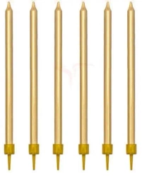 Świeczki urodzinowe gładkie złote 12,5cm 12szt - PartyDeco