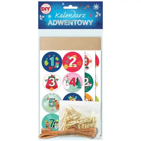 Kalendarz adwentowy eko DIY, 24 torebki + spinacze