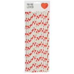 Słomki papierowe serduszka 12szt - Arpex