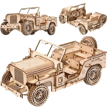 Puzzle Drewniane 3D - Pojazd Wojskowy Jeep - Nice Idea
