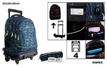 Plecak ze stelażem i kółkami 4 komory + piórnik - MP Main Paper