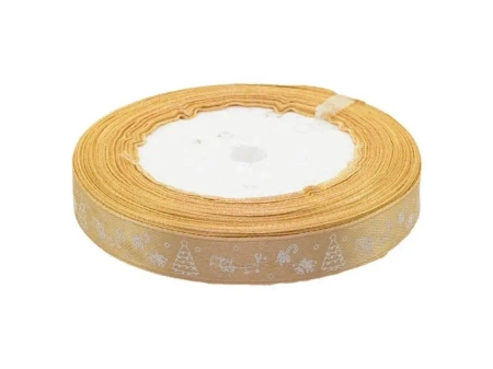 Wstążka satynowa z motywem świątecznym 12mmx22m - Brewis