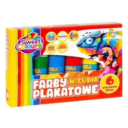 Farby plakatowe w tubie 6 kolorów 30ml - Sweet colours