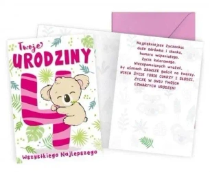 Karnet Urodziny 4 koala - Kukartka