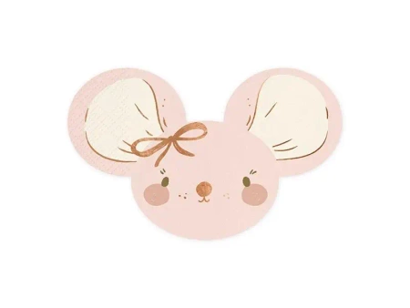 Serwetki Myszki jasny różowe 16x10cm 20szt - PartyDeco