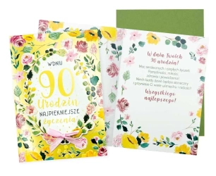 Karnet B6 Urodziny 90 (kwiaty) - Kukartka