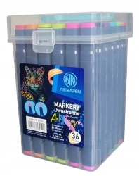 Markery artystyczne kwadratowe dwustronne Astrapen 36 kolorów - ASTRA art-pap