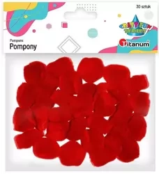 Pompony akrylowe 25mm czerwone 30szt. - Titanum