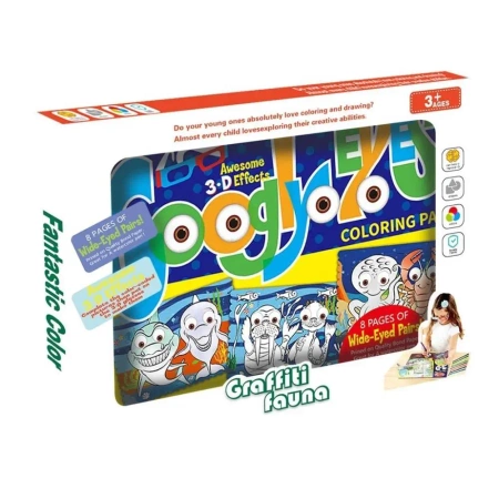 Książeczka do kolorowania 3D + mazaki 8szt - Madej