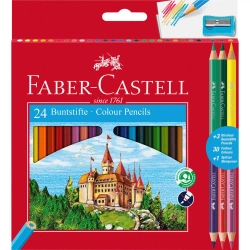 Kredki ołówkowe Zamek Faber-Castell 24 kolory +3 kredki dwustronne+temperówka - FABER-CASTELL