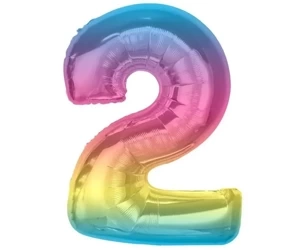 Balon foliowy cyfra 2 tęczowa Smart 92cm - Godan