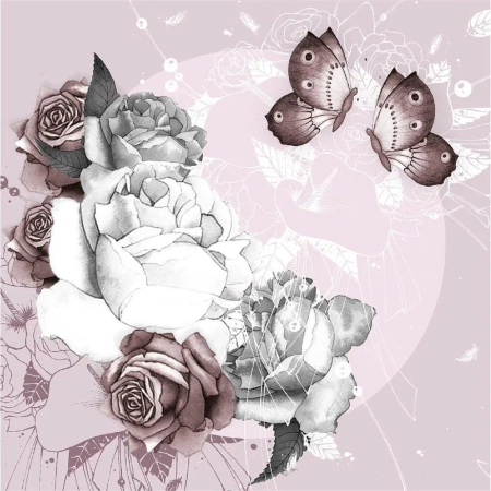 Karnet kwadrat CL0923 Kwiaty i motyle - Clear Creations