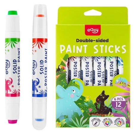 Farby plakatowe w sztyfcie 12 kolorów - Easy Stationery