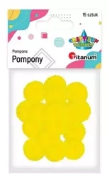 Pompony poliestrowe 18mm żółte intensywne 15szt - Titanum