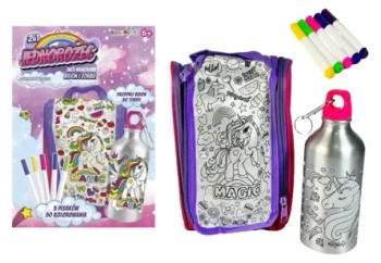 Bidon 500ml z Jednorożcem i torbą do kolorowania - Norimpex