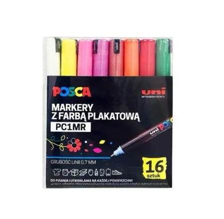 Markery plakatowe PC-1MR 16 kolorów POSCA UNI - Uni Mitsubishi Pencil