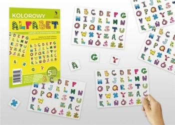 Naklejki kolorowy Alfabet 5 arkuszy - Kunke