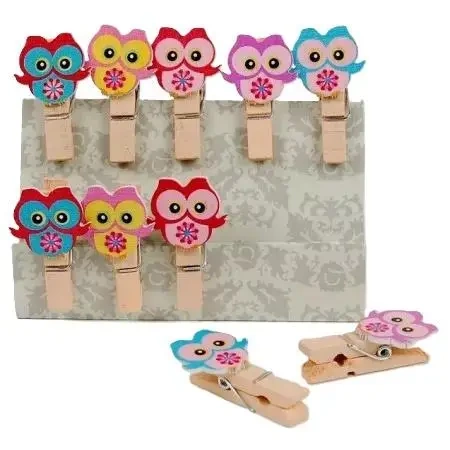 Klamerki ozdobne Shapes Sówki 10szt - Fandy