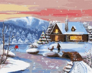 Malowanie po numerach - Śnieżny spacer 40x50cm - Ideyka