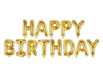 Balon foliowy Happy Birthday 340x35cm złoty - PartyDeco