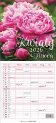 Kalendarz 2026 wieloplanszowy wąski - Kwiaty - Parma Press
