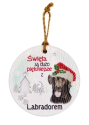 Zawieszka ceramiczna Boże Narodzenie Labrador - Kukartka