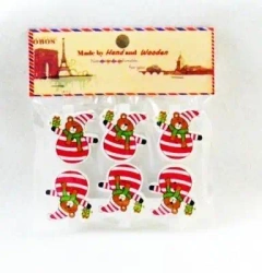 Klamerki ozdobne zimowe Miś 6szt - Galeria Hobby