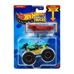 Hot Wheels Monster Trucks Pojazd 1:64 + Autko - Mattel