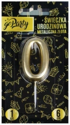 Świeczka urodzinowa 0 Metaliczna złota - GoParty