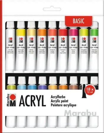 Farby akrylowe 12ml 18 kolorów - Marabu