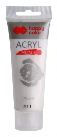 Farba akrylowa 75ml satynowe srebro HAPPY COLOR - GDD