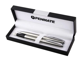 Komplet długopis + pióro wieczne Penmate virtuo srebrny