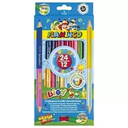 Kredki ołówkowe dwustronne Jumbo12/24 kolory - Titanum