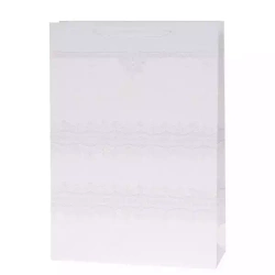 Torebka Lux 18x23x10cm brokat biała ROZETTE