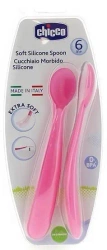 Miękkie łyżeczki silikonowe 2 szt. różowe - Chicco