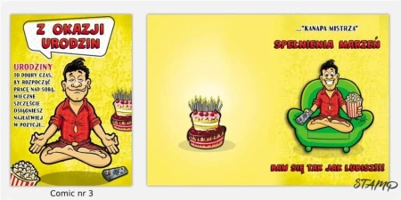 Karnet Comic B6 + koperta wzór nr 03 Urodziny - Stamp