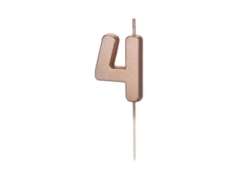 Świeczka urodzinowa 4 różowe złoto 4.5cm - PartyDeco