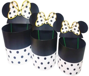 Pudełko Flower Box 3szt okrągłe Micky białe ROZETT - Rozette
