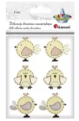 Drewniane ptaszki 42x38/36x37/42x37mm mix 6szt - Titanum