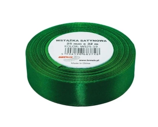 Wstążka satynowa zielona 25mmx32m - Brewis