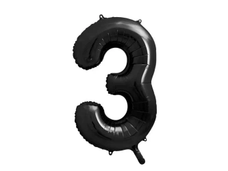 Balon foliowy 3 czarny 86cm - PartyDeco