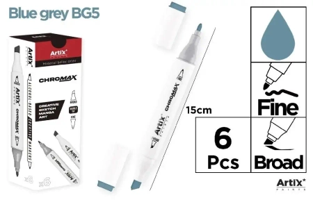 Marker Chromax z 2 końcówk. blue grey BG5 (6szt) - Artix