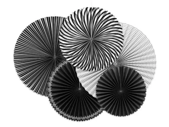 Rozety dekoracyjne Black&White mix 5szt - PartyDeco