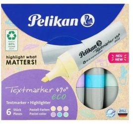 Zakreślacz 490 Eco pastel 6 kolorów - PELIKAN