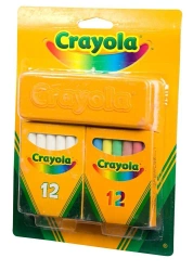 Zestaw kredy kolorowej i białej do tablic + gąbka - Crayola