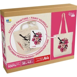 Torba do malowania Flowers 38x42cm - Rosa