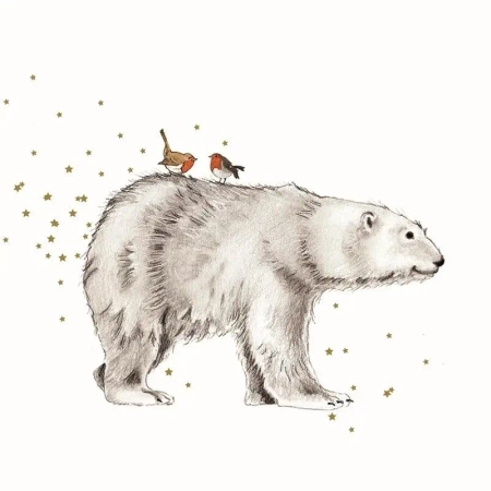 Karnet Swarovski kwadrat Niedźwiedź i ptaszki - Clear Creations