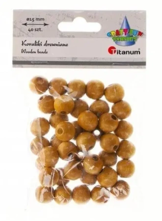Koraliki drewniane jasno brązowe 40szt - Titanum